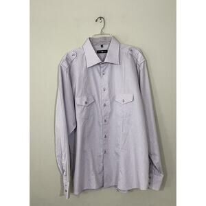 Stone Rose Shirt Men’s 7/XXXL Dress Button Front Flip Cuff Print Lavender Dot